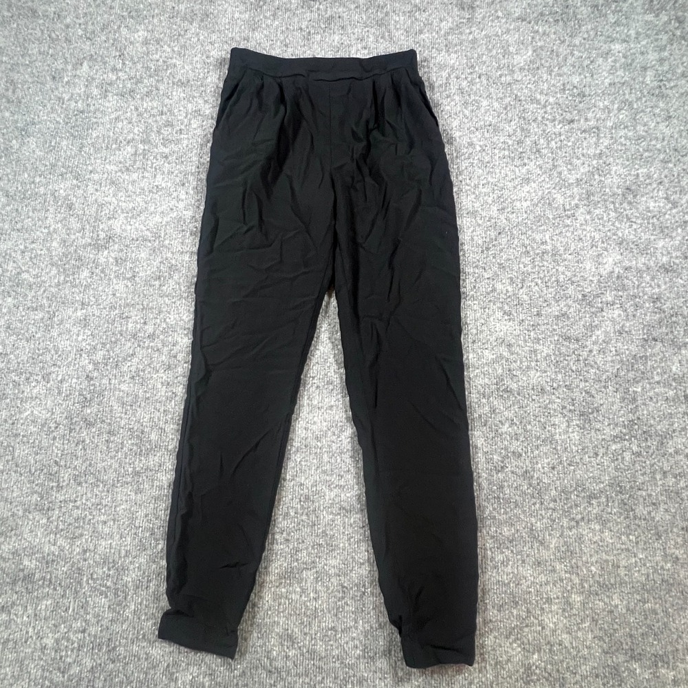 Forever 21 Jogger Pants Womens XS Black Rayon Elastic Waistband Mid Rise Tapered
